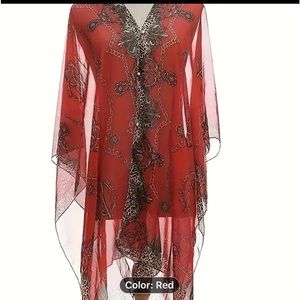 NEW Swimsuit Bikini Cover up Chains Pearls Sheer